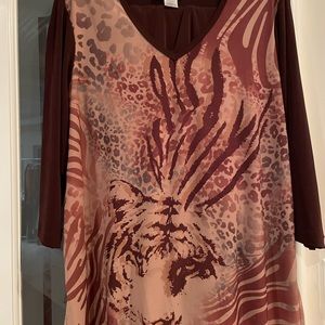 Ladies two piece pant set 1X Brown